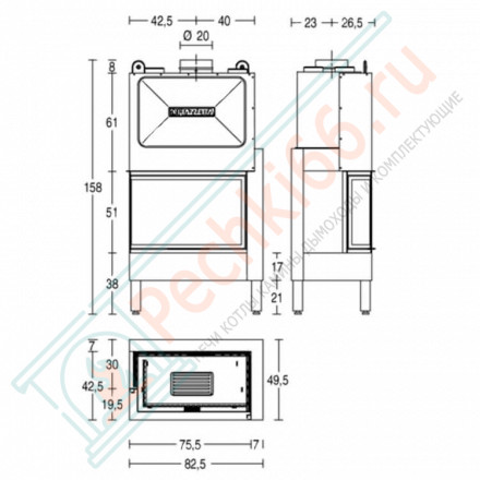 Стальная топка HT 810 DX (Piazzetta) 11,5 кВт
