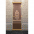 Стеклянная дверь для хамама в золотом профиле, бронза 180х70 (по коробке) (DoorWood)