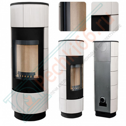 Печь-камин Cadiz, черный/белая, керамика (Thorma) до 180 м3