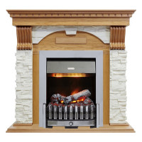Электрокаминокомплект Dublin - Дуб / Сланец белый с очагом Danville Chrome FB2