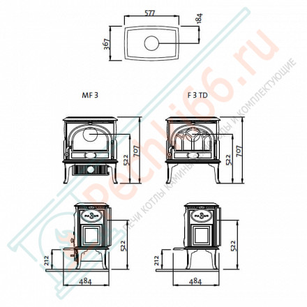 Чугунная печь F3 TD BRM (Jotul)