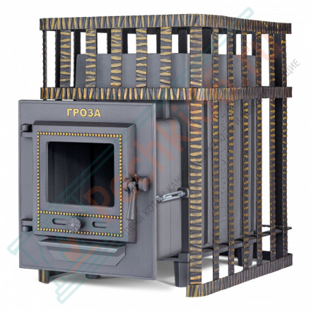 Чугунная печь для бани Гроза в сетке 24 (М) (ТехноЛит)