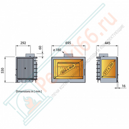 Чугунная топка LCI 007 GFR Flat top, стекло справа (Liseo Castiron) 14 кВт