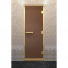 Стеклянная дверь для хамама в золотом профиле, бронза матовая 210х80 (по коробке) (DoorWood)