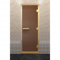 Стеклянная дверь для хамама в золотом профиле, бронза матовая 210х80 (по коробке) (DoorWood)