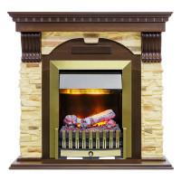 Электрокаминокомплект Dublin угловой - Темный дуб / Сланец с очагом Danville Chrome FB2