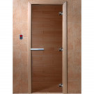 Дверь стеклянная для бани, бронза прозрачная, 1800х700 (DoorWood)