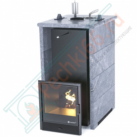 Печь для бани Геленджик в трёхстороннем кожухе из талькохлорита (ИзиСтим)