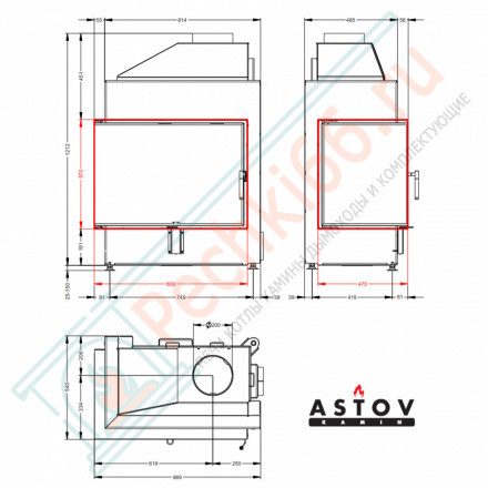 Каминная топка П2С 800 L (Астов)