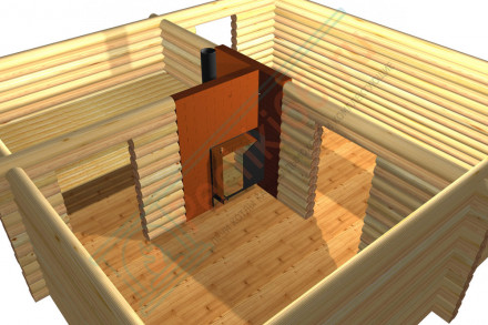 Печь для бани № 05 МИНИ, под обкладку, с баком 51 л (Тройка)