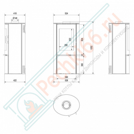 Печь-камин KOZA/AB/S/DR/KAFEL, красный (Kratki)