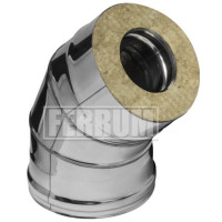 Сэндвич колено 45° (НЕРЖ-430/0,5-ОЦИНК/0,5) d-150/210 (Ferrum GS-Z) Сэндвич колено 45° (НЕРЖ-430/0,5-ОЦИНК/0,5) d-150/210 (Ferrum GS-Z)