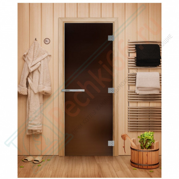 Дверь для бани и сауны Эталон, матовая бронза 10мм, 190х70 см (по коробке) (DoorWood) в Тюмени