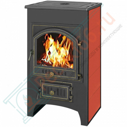 Печь-камин ПК-01-205, с плитой, красный (Везувий)