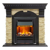 Электрокаминокомплект Dublin - Темный дуб / Сланец белый с очагом Brookline Black