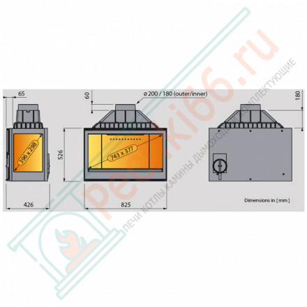 Чугунная топка LCI 9 GFR, стекло справа (Liseo Castiron) 18 кВт