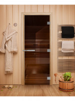 Дверь для бани и сауны Эталон, бронза 10мм, 200х80 см (по коробке) (DoorWood)