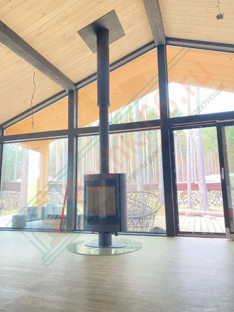 Печь-камин Мета-Бел Свитязь 7, поворотный под ключ (монтаж 08.2024)