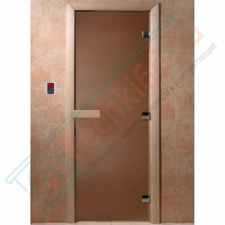 Дверь стеклянная для бани "Теплая ночь" бронза матовая 2000х800 (DoorWood)