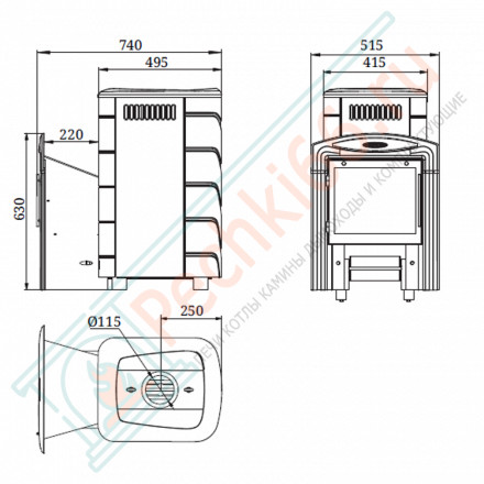 Печь для бани Каронада Heavy Metal Витра антрацит (T.M.F)