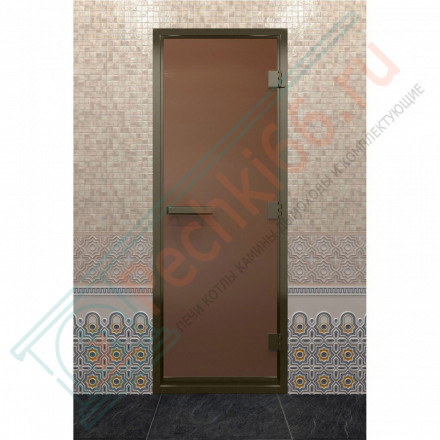 Дверь для хамама в бронзовом профиле, бронза матовая 190x70 (DoorWood)