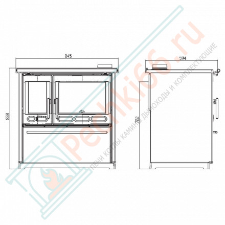 Отопительно-варочная плита 850 GLAS, красная (Plamen) 11 кВт