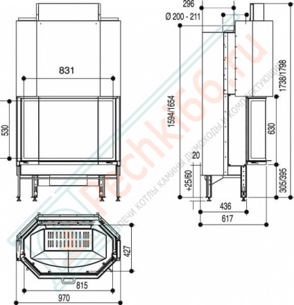 Каминная топка Cristal 431 B Pack N (Supra) 13 кВт