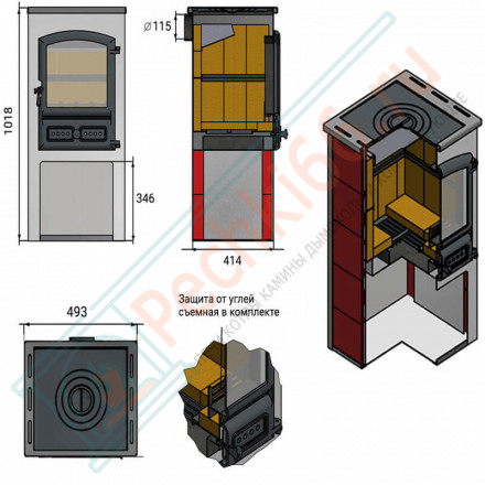 Печь-камин БКД с плитой (Этна)
