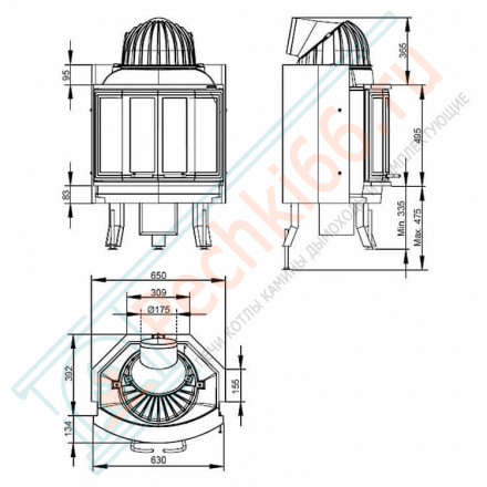 Чугунная топка NI-25 панорама (Nordpies)