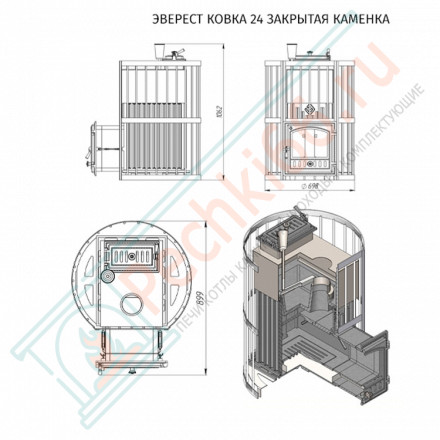 Печь для бани Эверест Ковка 24 (281) закрытая каменка