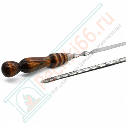 Шампур с деревянной ручкой, нерж. сталь (500х12х3 мм)