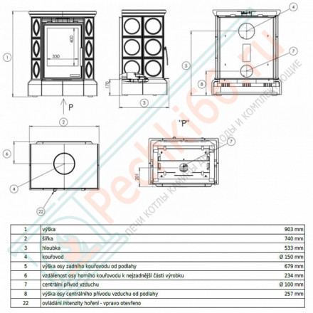 Керамическая печь Helvetia KPI, кафельный цоколь, 2-цвета (ABX)