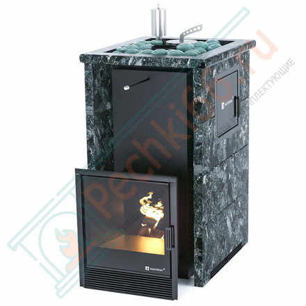 Печь для бани Сочи-M2 в трёхстороннем кожухе с открытым верхом из пироксенита (ИзиСтим)