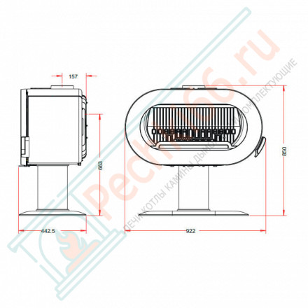 Печь-камин FIFTY SUR ARCHE антрацит (INVICTA)