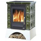 Керамическая печь-камин Helvetia K, металлический цоколь, зеленая (ABX)