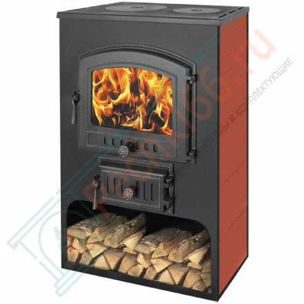 Печь-камин ПК-03-224, с плитой, красный (Везувий)