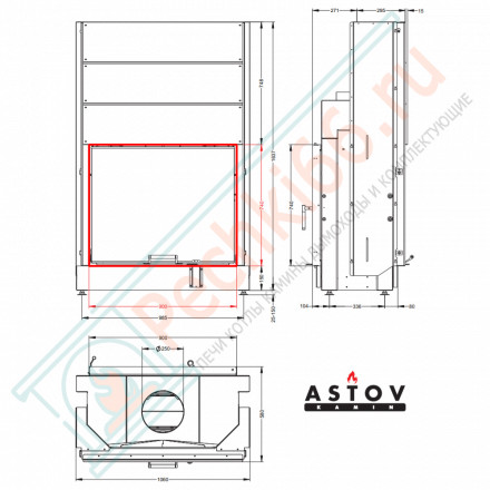 Каминная топка ПТ 9074 (Астов)
