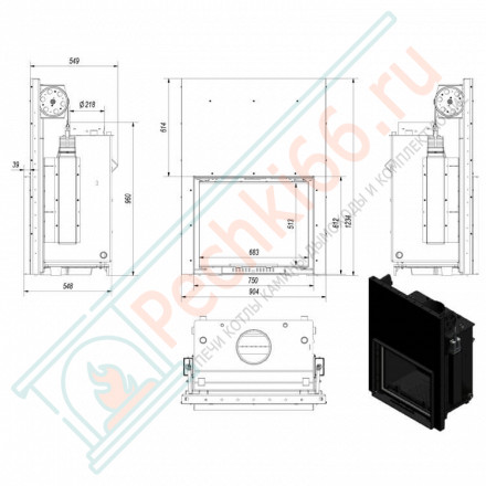 Стальная топка Amelia/PW/24/G/W гильотина (Kratki)