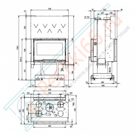 Каминная топка FOCOLARE 80 BIFACCIALE HYBRID (La Nordica)