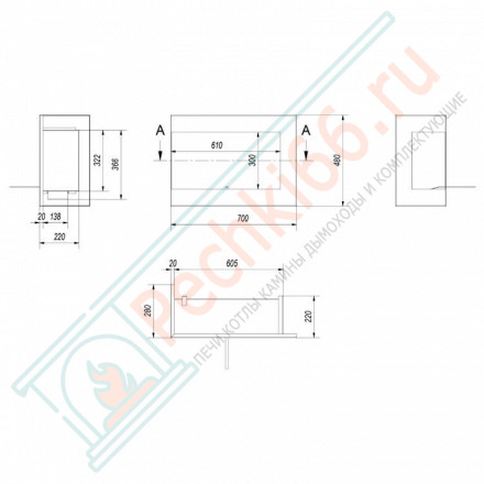 Биокамин DELTA/L/700 (Kratki)