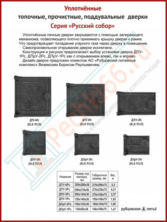 Дверка поддувальная ДПУ-1Рс "Русский собор" уплотненная, окрашенная (Рубцовск-Литком)