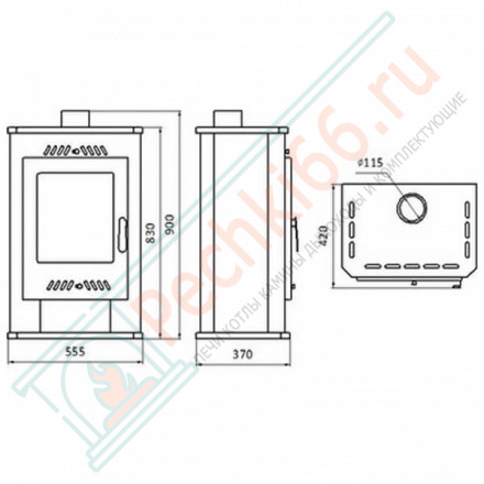 Печь-камин Бранденбург с верхним дымоходом (УЗПО) до120 м3