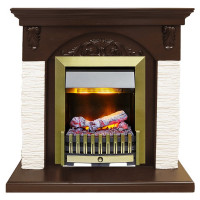 Каминокомплект Bern Сланец мелкий белый / Темный дуб с очагом Danville Antique Brass FB2