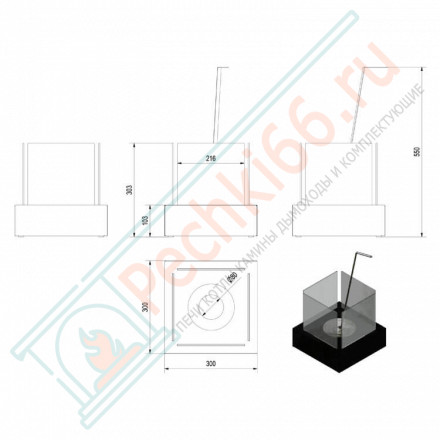 Биокамин TANGO 3, черный (Kratki)