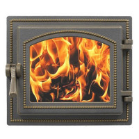 Дверца печная чугунная 260, бронза (Везувий)