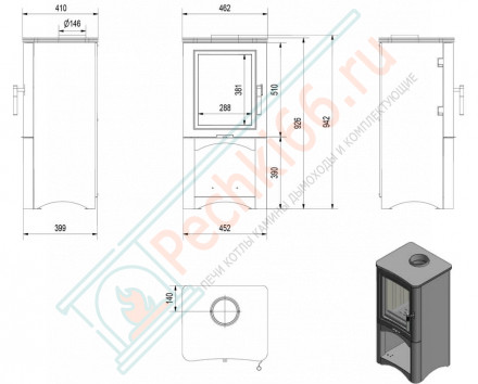 Печь-камин KOZA/K5/S/W (Kratki)