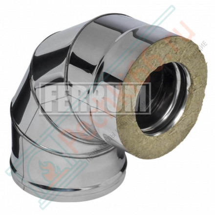 Сэндвич колено 90° (НЕРЖ-430/0,8-НЕРЖ-430/0,5) d-120/200 (Ferrum HF)