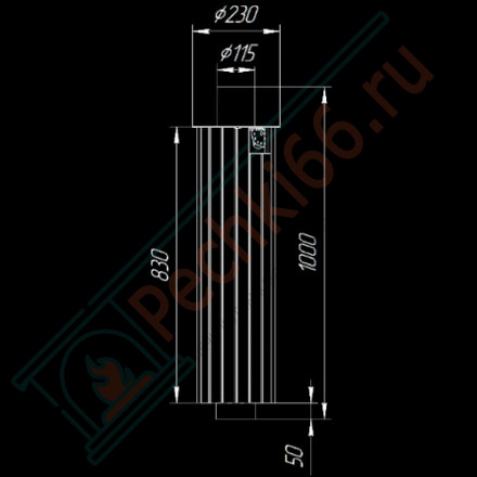 Дымоход - конвектор Окаменевшее дерево наборный, d-115, L=1000 мм (Feringer)
