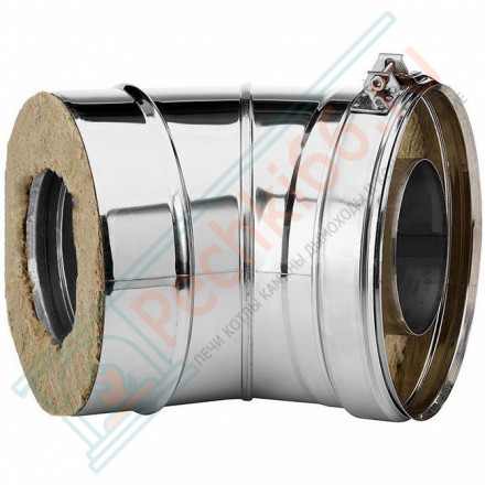 Отвод 15° V50R с изол (AISI-321/0,8-AISI-304/0,5) d-160/260 (Вулкан-Cerablanket)