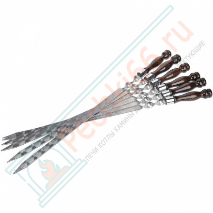 Набор широких шампуров для люля кебаб L=45 см, с деревянной ручкой, 6 шт